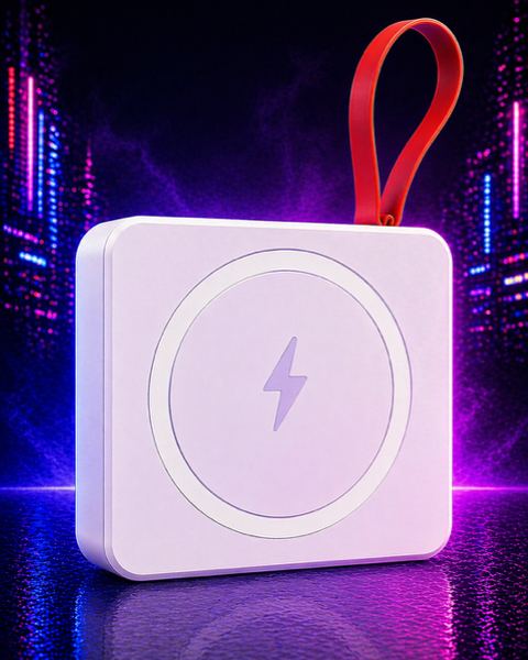 Powerbank blanco con correa roja